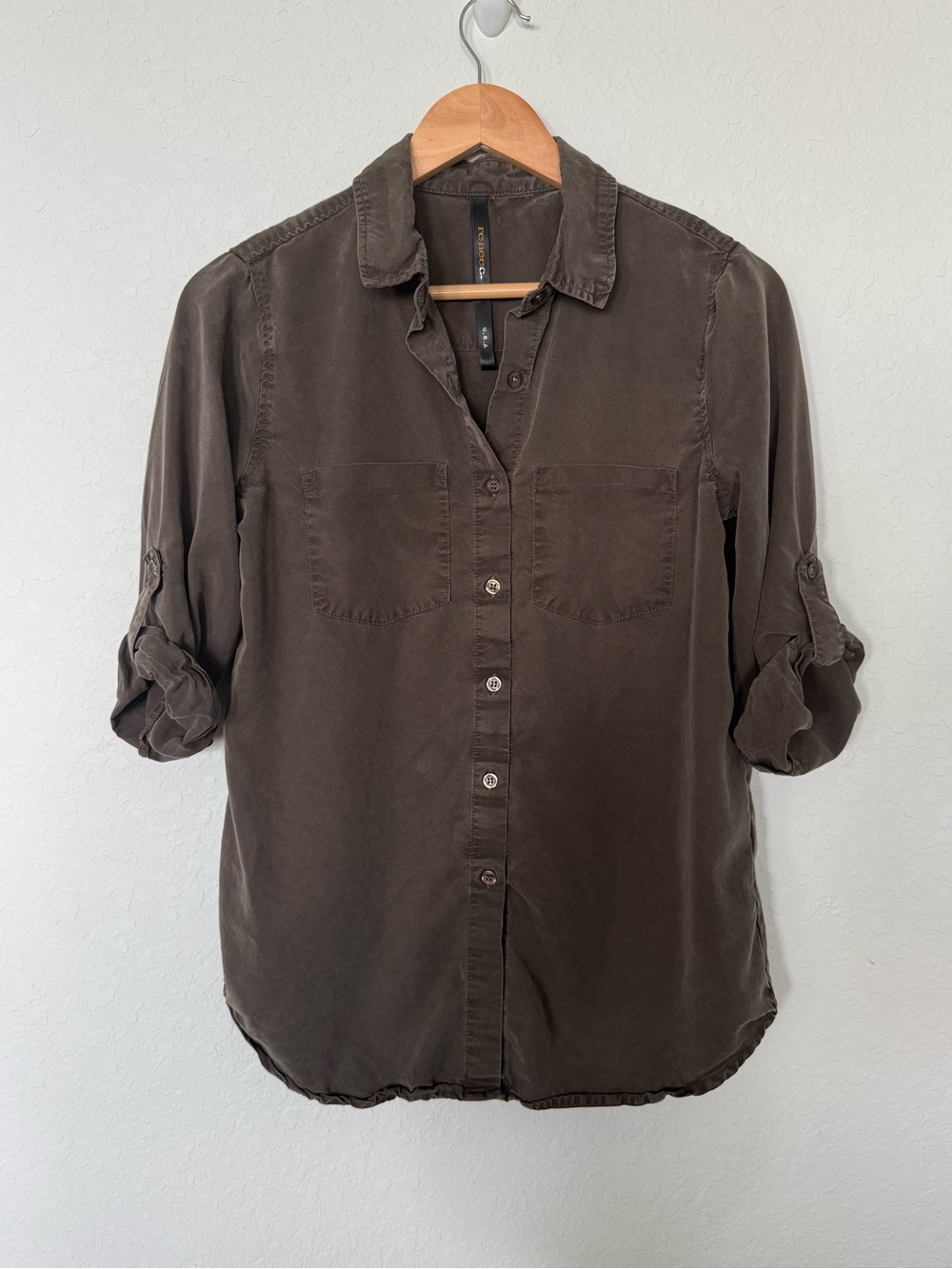 Renee C. Olive Green Button-Down Shirt